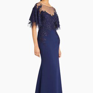 Verona Semi-Sheer Floral-Embroidered Gown